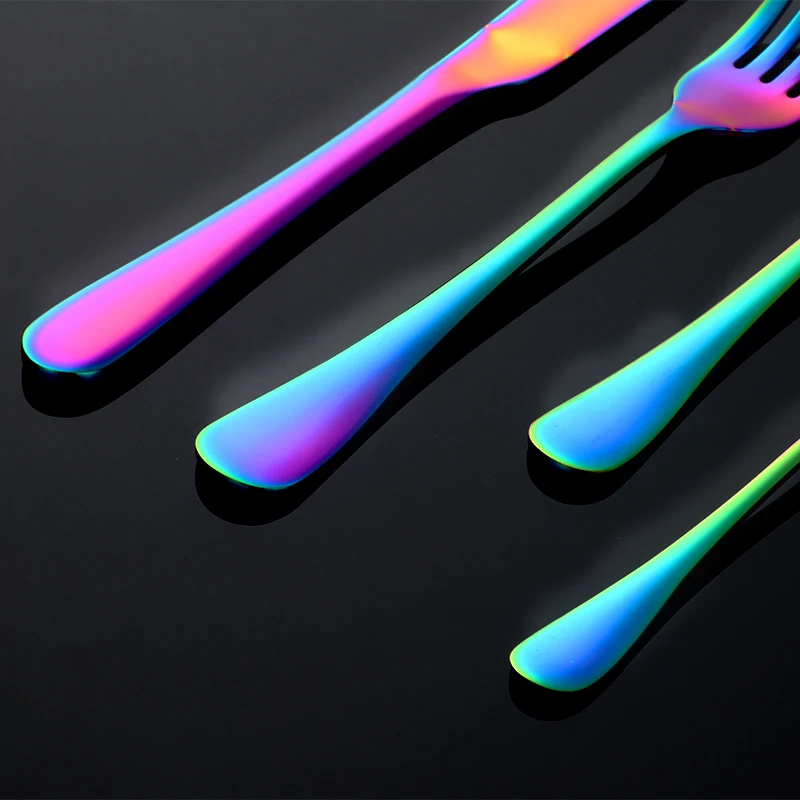 Набор разноцветных столовых приборов из нержавеющей стали 24 шт.|dinnerware set|colored cutlery
