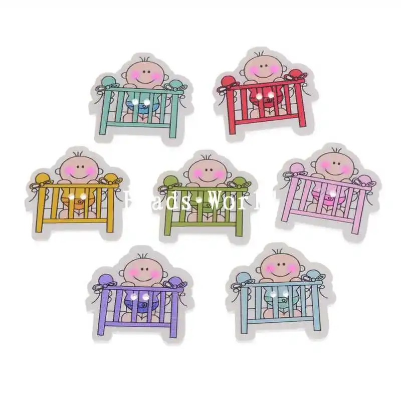 50 шт. деревянные декоративные пуговицы для шитья Скрапбукинг детская кровать