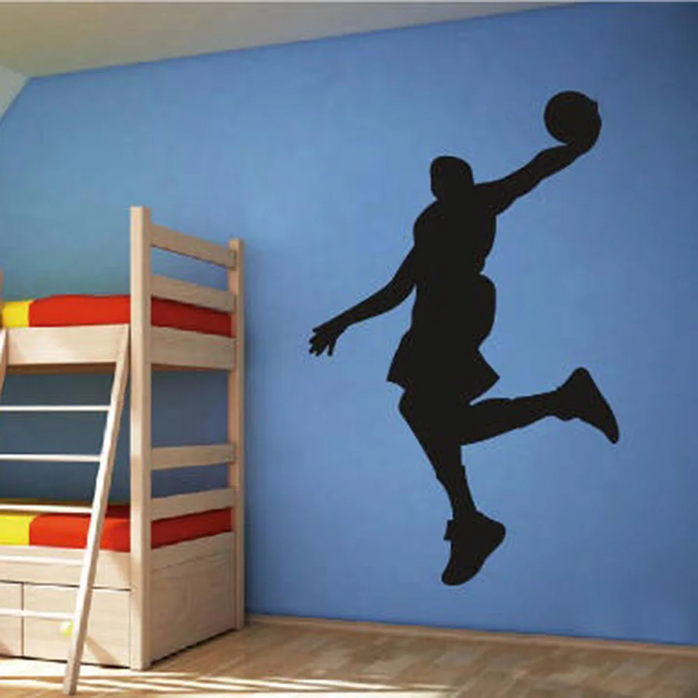 Asketball Настенная Наклейка Jump slam dunk Shot Silhouette домашний декор Виниловая наклейка для