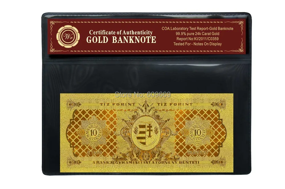 Новый стиль венгерский конос гравировка 10 ярдов Золотая Банкнота с сертификатом