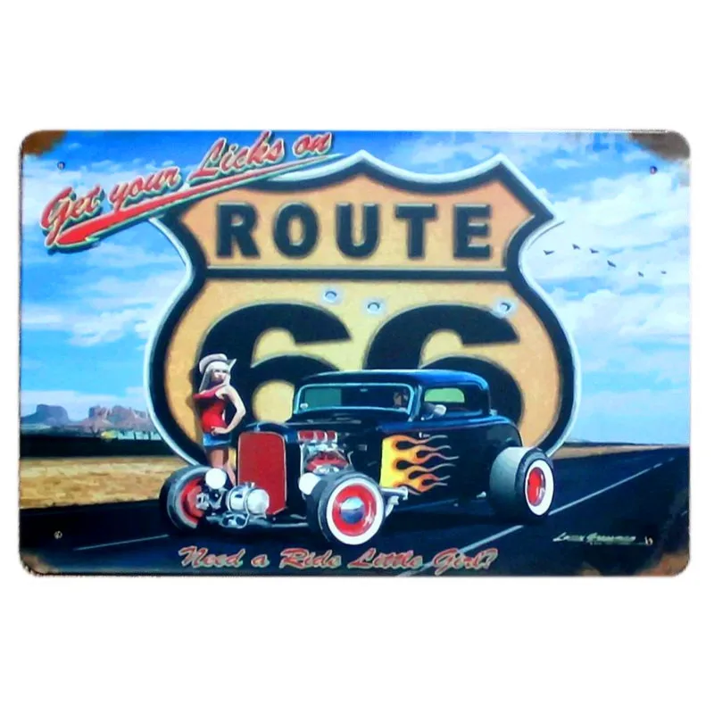 S Route 66 ретро металлические жестяные вывески домашний Автомобиль отель Декор декоративная металлическая стена наклейки Искусство ремесло винтажные наклейки доска 20*30 см N176 - Цвет: S