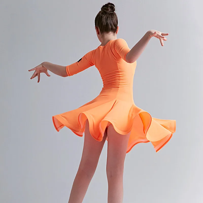 Желтое платье для латиноамериканских танцев девочек 5 цветов костюм сальсы