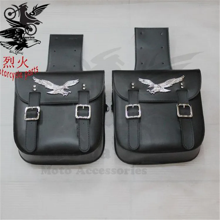 Черная кожаная боковая сумка для инструментов 2 шт. мотоциклетная багажная Harley