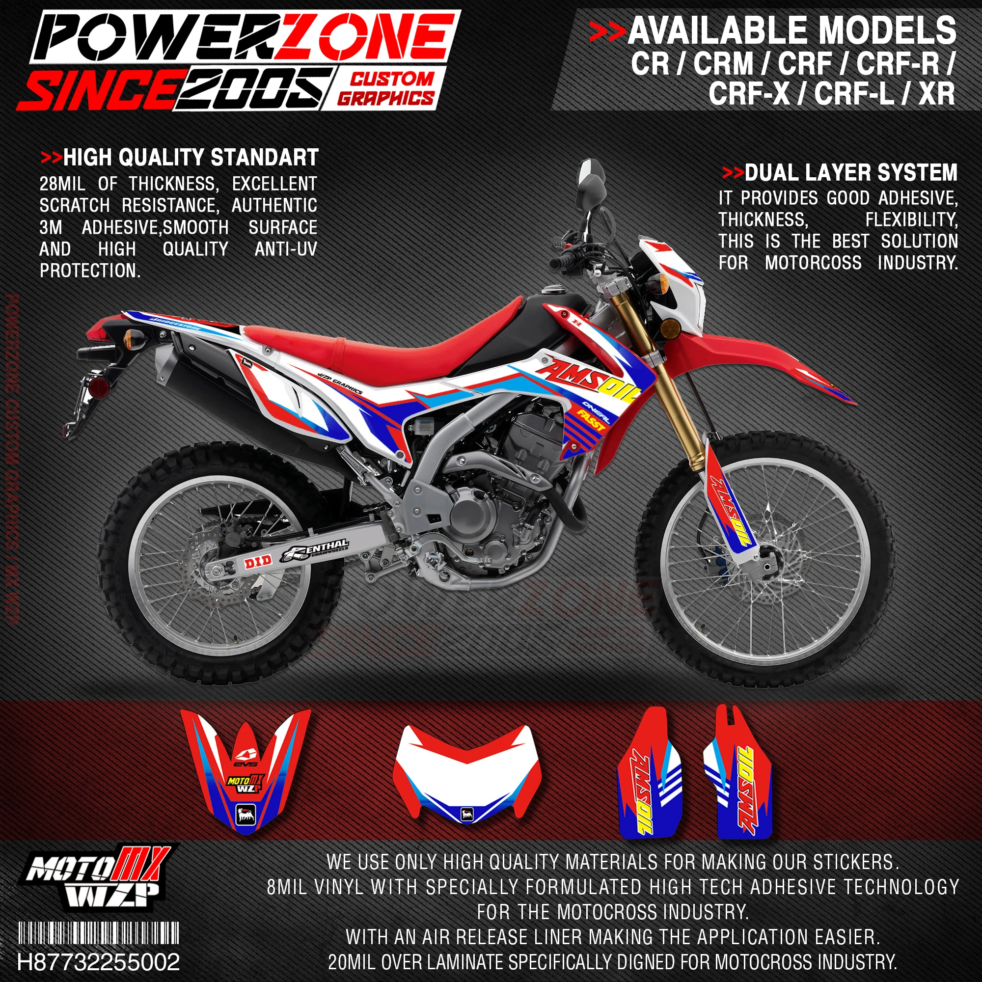 Персонализированные графические фоны PowerZone Team наклейки 3M Набор наклеек для HONDA