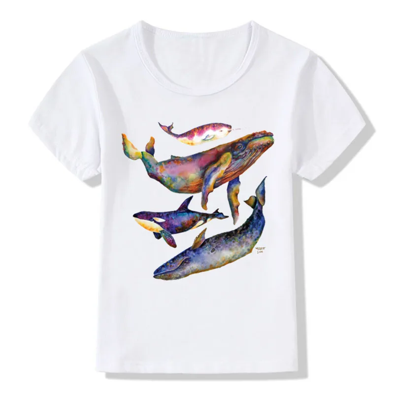 

2018 Children Cool Print Funny Whale Right Whale T Shirt For Kids Boy Girl Baby Short Sleeve Summer Casual Top Tee ooo2304