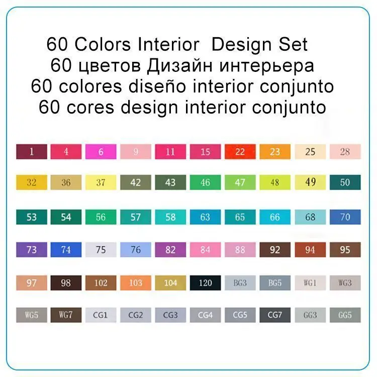60 Interior Touchnew 30/40/60 цвет знак ручка набор сенсорный алкоголь жирный живопись ручка, ручка для студентов, двойной головкой цвет искусство одежда с ручной росписью - Цвет: 60 Interior