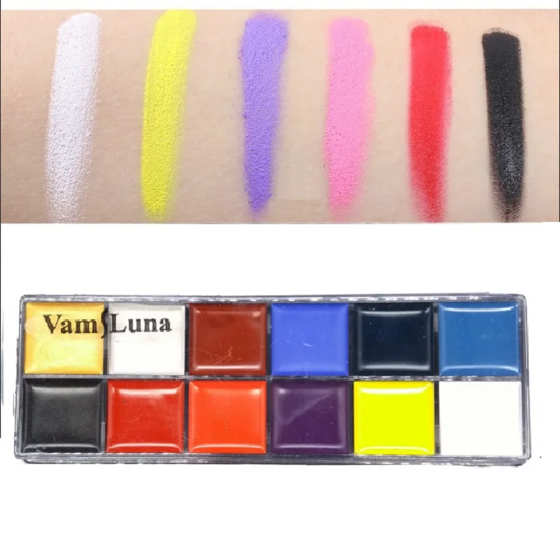 Краски грим для лица и тела: 12 цветов + 5 аппликатор|face paint|colorful face paintcolor |