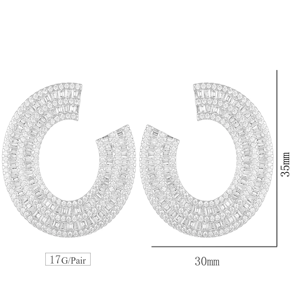 

SISCATHY Charm Full Micro Cubic Zirconia CZ Statement Earrings For Women Wedding Bridal Party Party Dressing Up Earrings