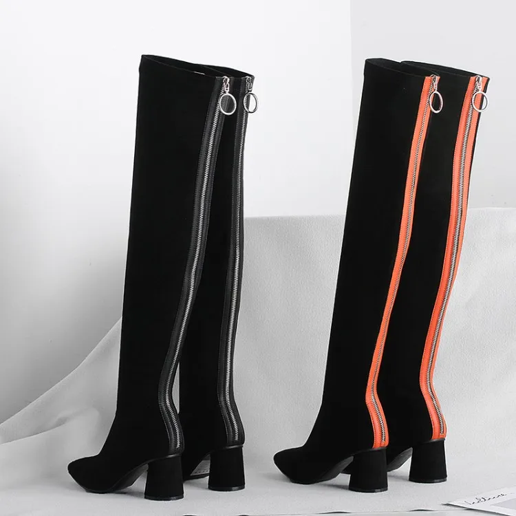 MLJUESE/женские ботфорты выше колена из эластичной ткани в Корейском стиле | Ботфорты -32915836204