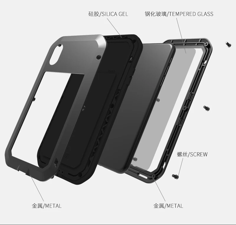 Мощный чехол LOVE MEI для iphone XR с металлическим алюминиевым корпусом iphoneXs Max