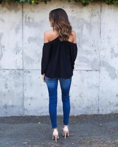 MOONIGHT Tops Blouses Off Shoulder Chiffon Women Blouse 2018 Summer Casual Shirts Club Party Blusas |