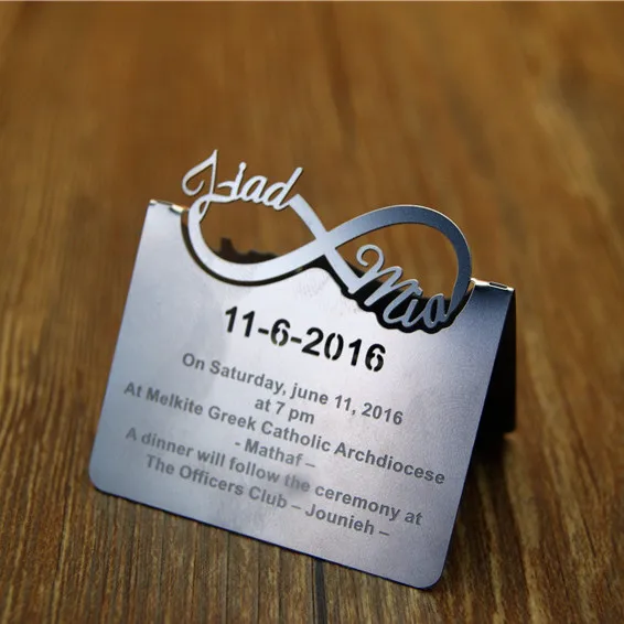 Бесплатная доставка Серебряная лазерная резка твист формы металла свадебные