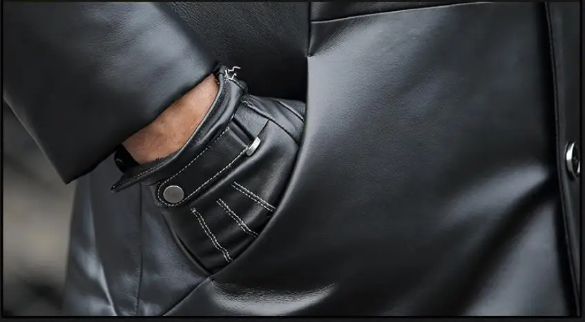 AYUNSUE Winter Genuine Sheepskin Leather Jacket Men's Sheepskin Coat Long Thick Warm Parka Homme Outerwear T-01-1737 KJ1612