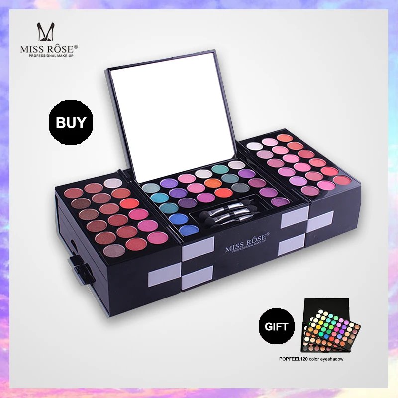 MISS ROSE макияж набор коробка Профессиональные Тени для век Блеск губ основа Румяна