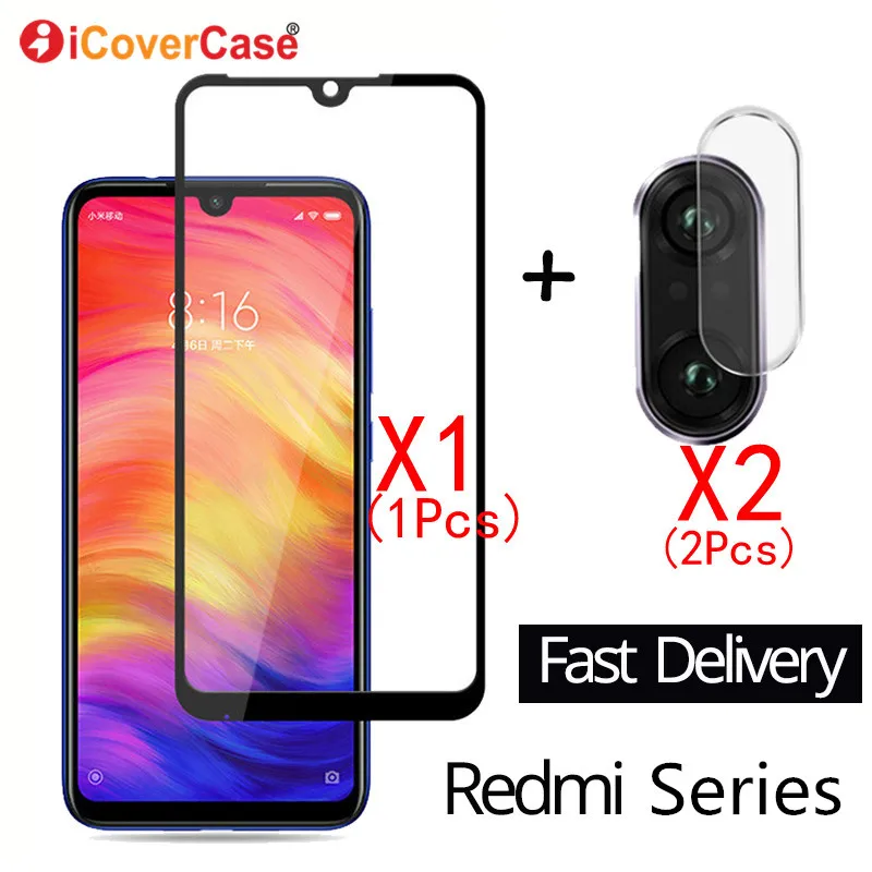 2 шт. 9H камера закаленное стекло пленка и переднее для Xiaomi Redmi Note 7 6 5 K20 Pro 6A защитный