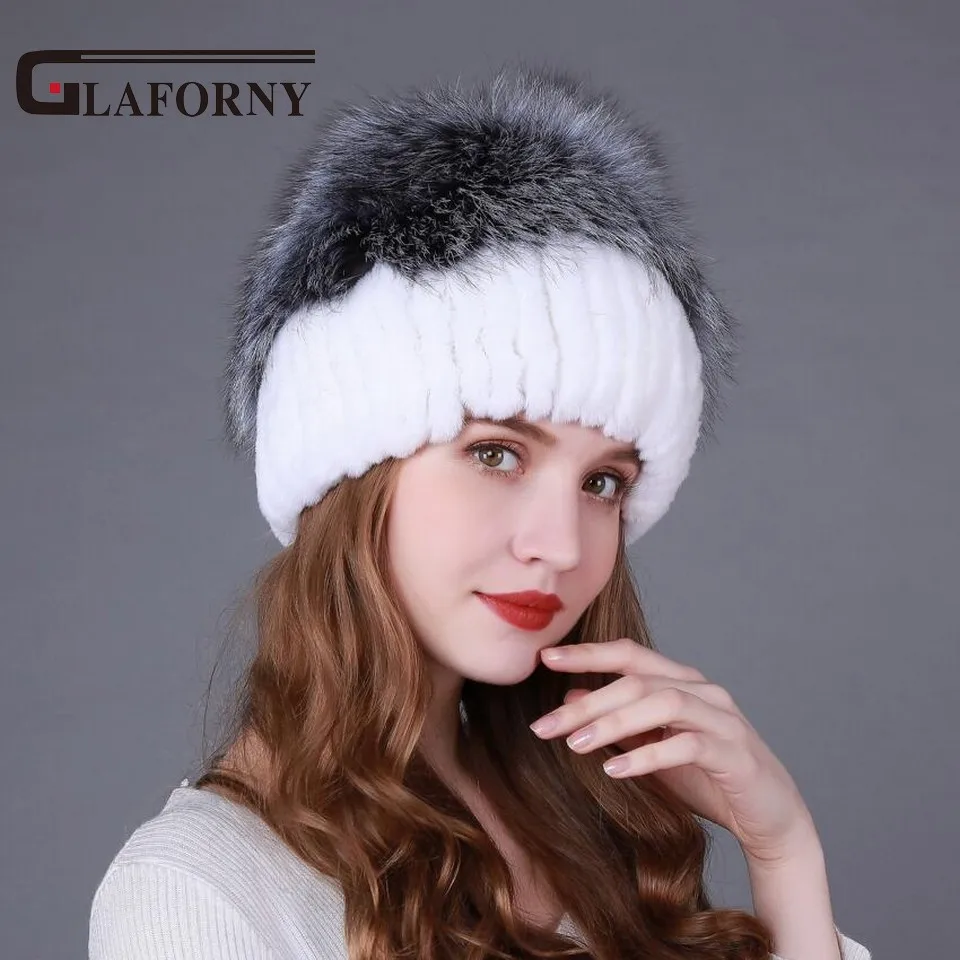 Glaforny 2017 горячая Распродажа женская меховая шапка в полоску большие Меховые