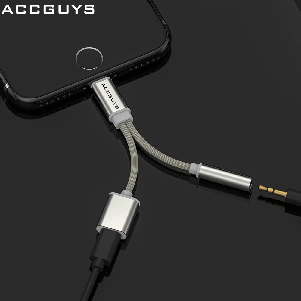 ACCGUYS 2 в 1 аудио кабель адаптер для зарядки iPhone X 8 7 Plus зарядное устройство сплиттер