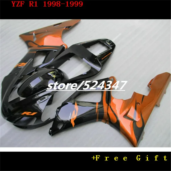 

B Custom 100% fit motorcycle fairings kit for 1998 1999 YZF R1 98 99 YZFR1 black brown body repair fairing parts