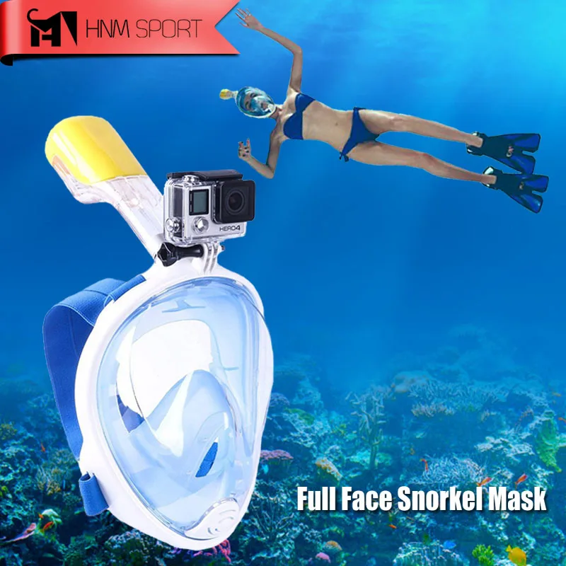 

2017 New Scuba GoPro Camera Snorkel Mask Underwater Anti Fog Full Face Snorkeling Diving Mask with Anti-skid Ring Snorkel