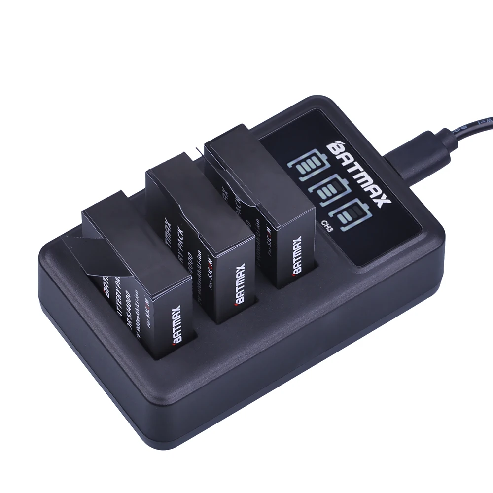 2 шт. аккумулятор SJ4000 PG1050 + светодиодный 3 слота USB зарядное устройство для экшн
