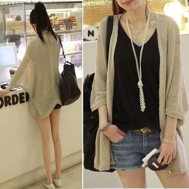 

2019 spring autumn period new chic in long cardigan batwing coat jacket