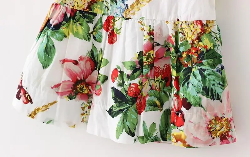 Toddler Girls Summer Dresses Floral Strawberry Print Children Clothing Sleeveless Beautiful kids Teenager dresses |
