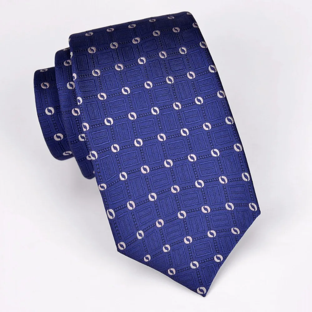

Ikepeibao New Men`s Tie Blue Geometric Jacquard Woven Microfiber Gentlemen Necktie for Sale