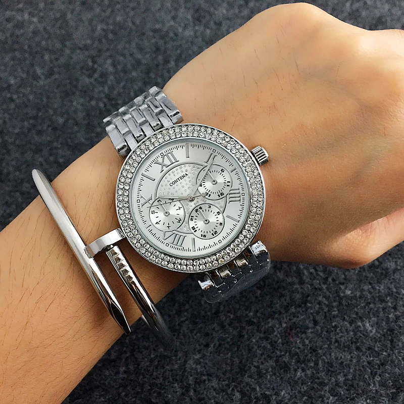 Новое поступление Contena роскошные часы Montre Femme модные женские Стразы с полным