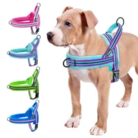 reflective nylon dog harness no pull pet harness pitbull pug small large dogs harnesses with quick control handle easy on