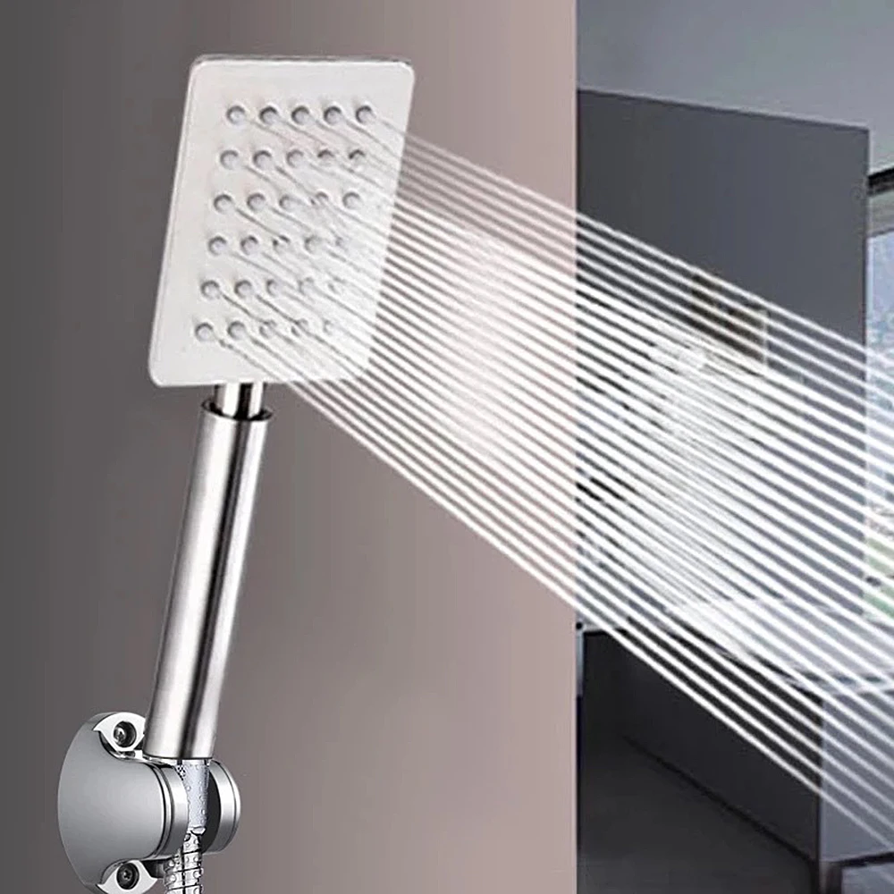 

New High Pressure Hand Held Shower Head Stainless Steel Shower Mirror Hand Shower Head Square/Round Bathroom Accessories