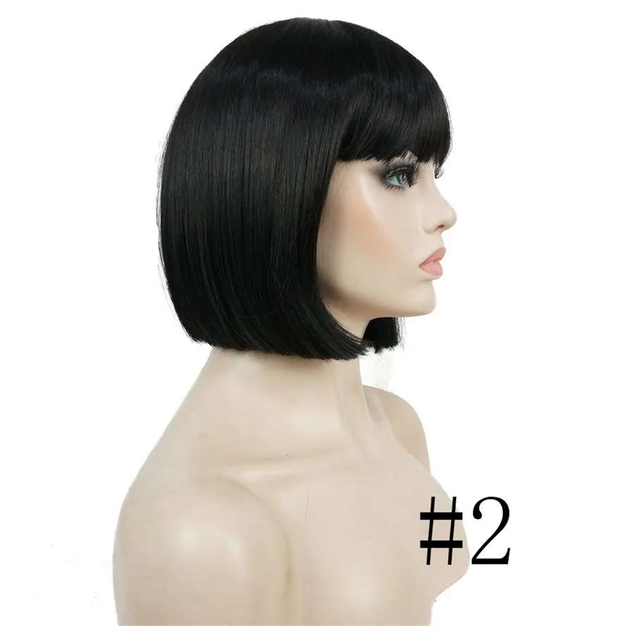 StrongBeauty 27 цветов женский парик синтетический черный/Блонд короткие прямые Аккуратные взрыва Боб Стиль волос полный парики