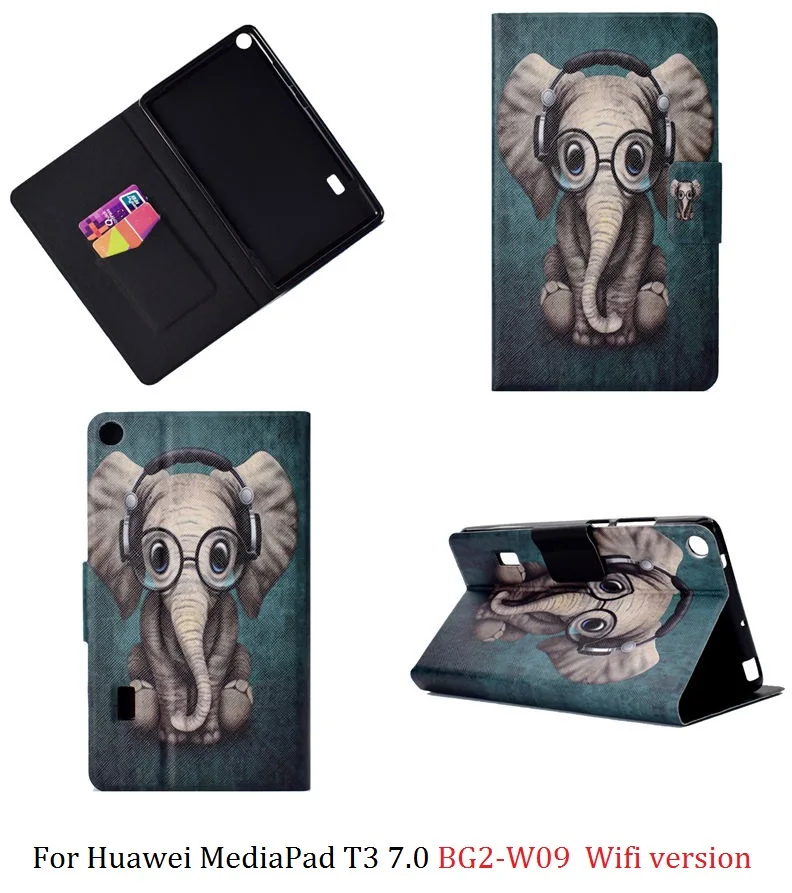 For Huawei Medipad T3 7.0 wifi Case PU front prop stand cover MediaPad BG2-W09 7 Inch Fashion Printed funda case+ Pen | Компьютеры и