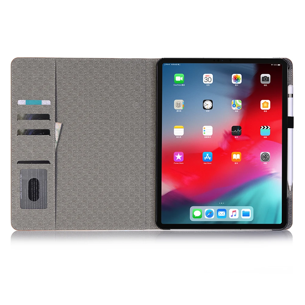 Премиум кожаный чехол-книжка с перекрестным узором для сна для Apple iPad Pro 12," 12,9 чехол Funda+ держатель для карандашей