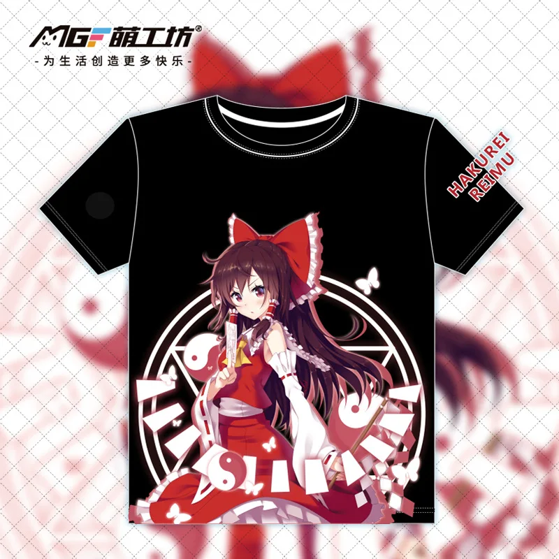 

Аниме в стиле героя аниме рейму Хакурей «Touhou Project», милая летняя футболка Топы с короткими рукавами в стиле унисекс Косплэй M-XXXL 2 Цвета