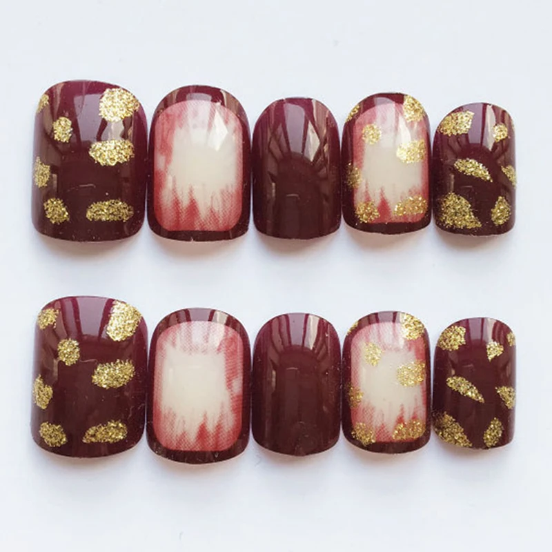 24 шт. Свадебные Благородные красные винные алмазные маникюрные 3D накладные ногти