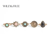 vintage bohemian style stone midi ring sets stone knuckle rings for women turkish titetan ring fashion jewellery 5pcssets