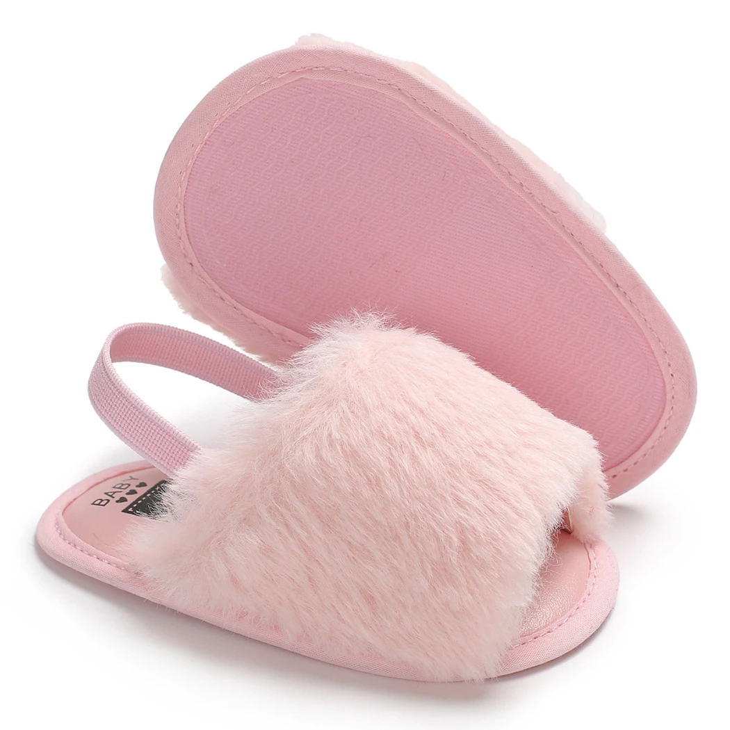 Adorable Newborn Kids Baby Boy Girls Fluffy Sandals Fashion Soft Hairy Flock Slipper Casual Shoes 2018 Summer | Мать и ребенок