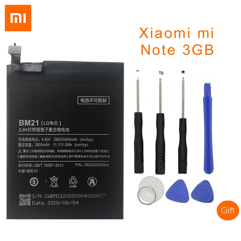 Оригинальный аккумулятор XiaoMi для Mi Note BM21 3 Гб ОЗУ аккумуляторы мобильных