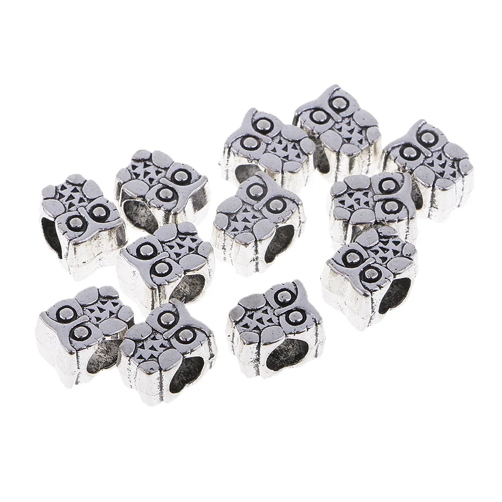 Pack of 12 Beautiful Large Hole Beads Metal Decorative for Clothing Bags Shoes Bracelet Decor | Дом и сад