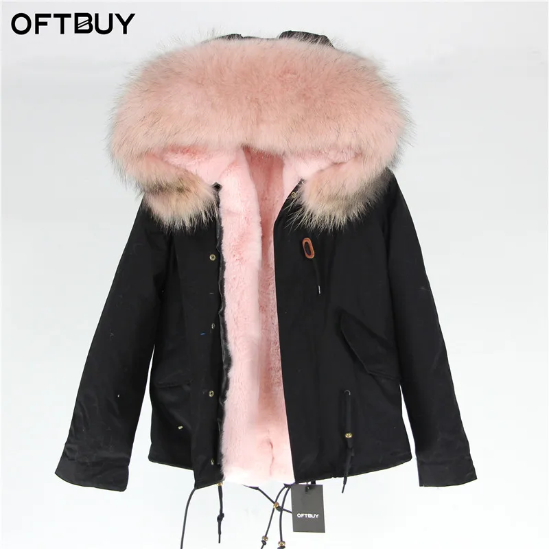 17 Бренд OFTBUY, черные парки, зимняя куртка, пальто, женская парка, пальто с натуральным мехом, натуральный большой мех енота, воротник, теплая плотная верхняя одежда - Цвет: 17