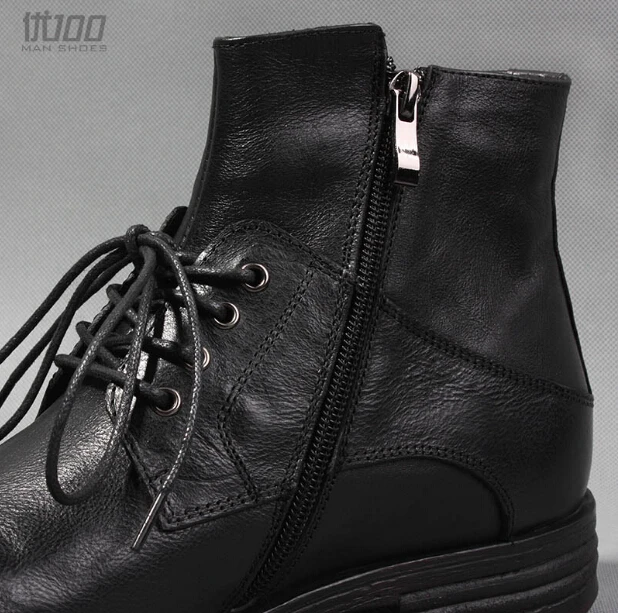 Мужские Черные ботильоны в стиле ретро ботинки мартинсы из воловьей кожи с