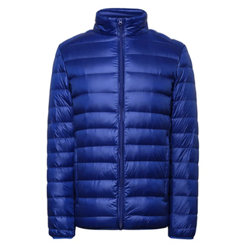 Blue 2 Осень г. для мужчин Сверхлегкий 90% белая утка подпушка куртка мужской ветрозащитный непромокаемые парки Пальто для будущих мам Ultra Light Стенд воротник - Цвет: Blue 2