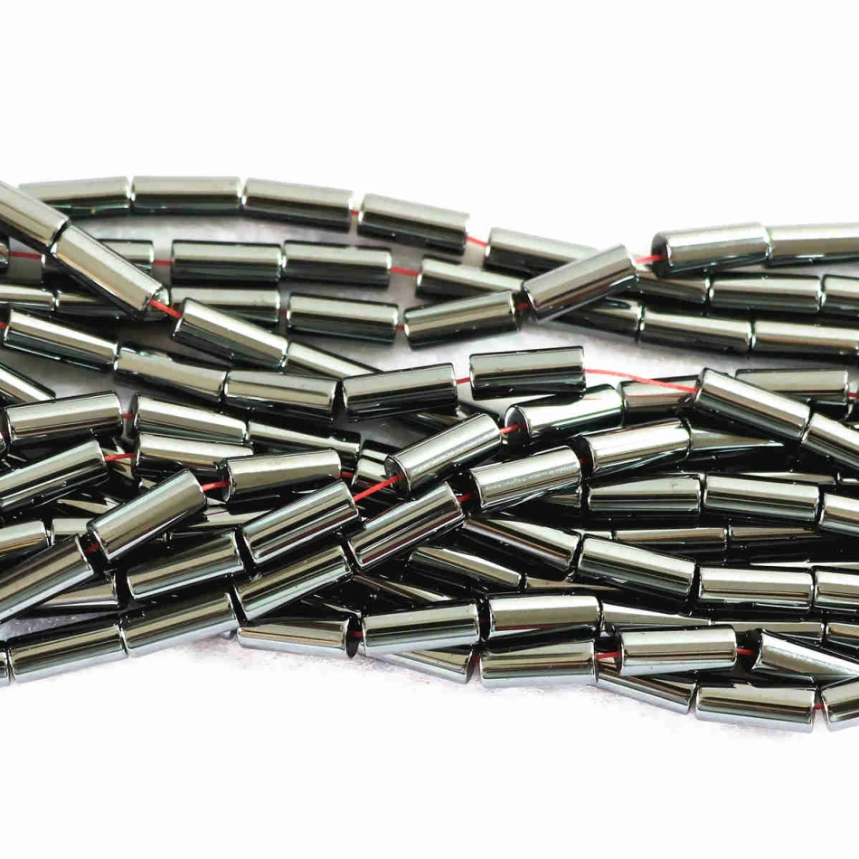 

Hot sale black hematite stone new 4*9mm 6*12mm tube shape loose Beads making Jewelry B242