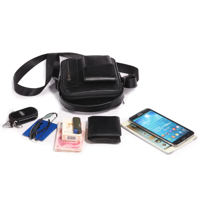 

New Sling Shoulder Business Bag Multi-Capacity Tote Handbag Genuine Leather Men Briefcase Cross Body Messenger Top Handle Bags