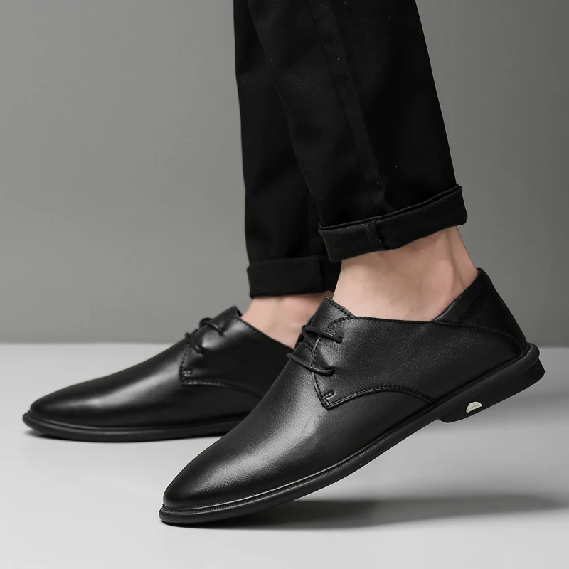 

2019 Men Shoes Genuine leather Comfortable lace up Men Casual Shoes outdoor fashion Footwear Chaussures Flats For Men Shoes L4