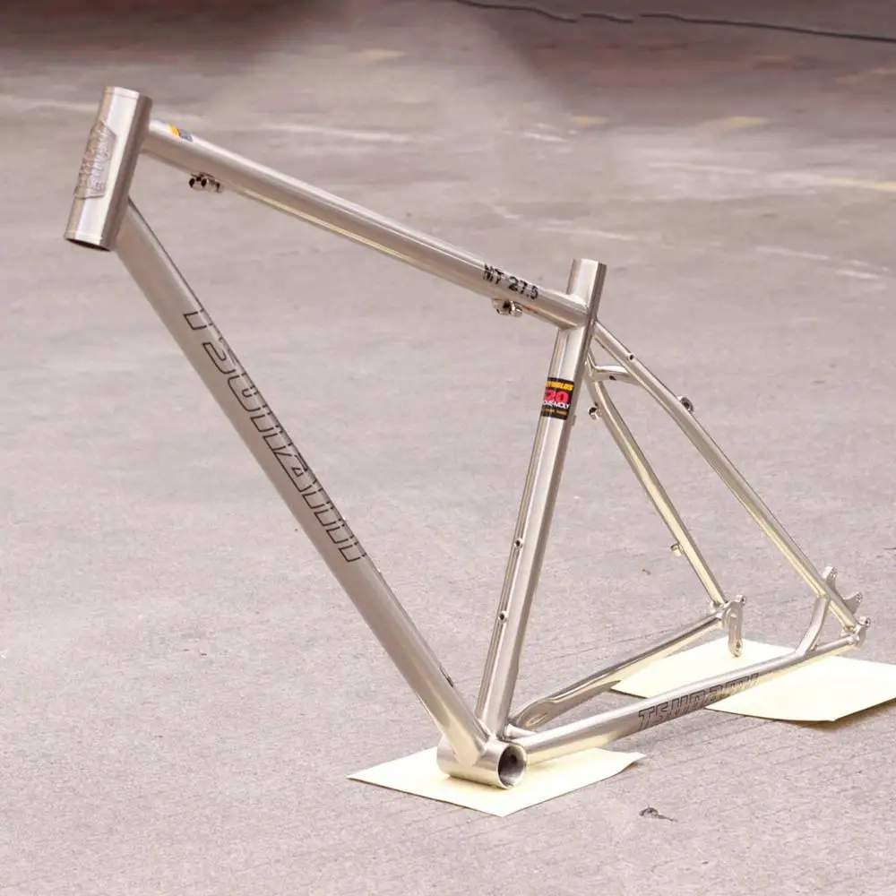 15 5 inch old decals Reynolds 520 CR-MO сталь MTB велосипедная Рама 27," 650B Классическая Серебряная Щетка 15,5" 1" 18,5" Цунами высокое качество - Цвет: 15 5 inch old decals
