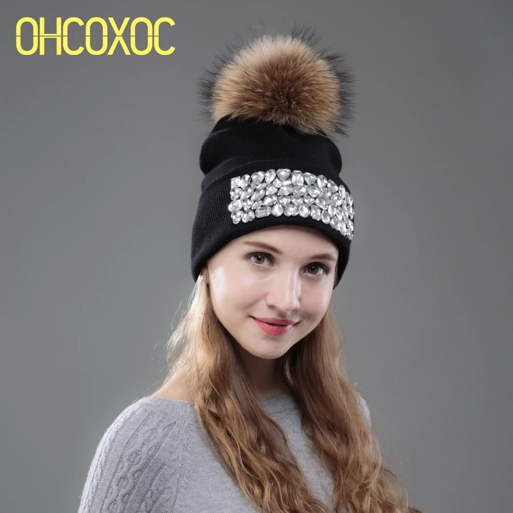 Новинка женские шапки OHCOXOC с помпоном из натурального меха норки шапка