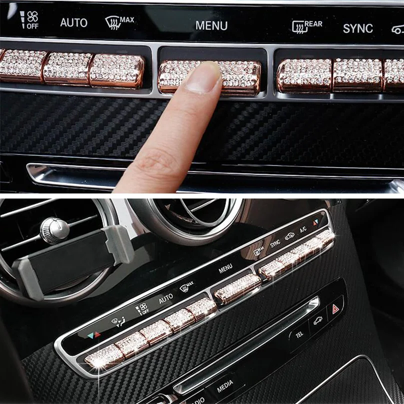 11pcs Diamond Style Center AC Buttons Cover Trim For Mercedes-Benz E Class W213 2017 &amp C W205 15-17 GLC X205 16-17 | Автомобили и