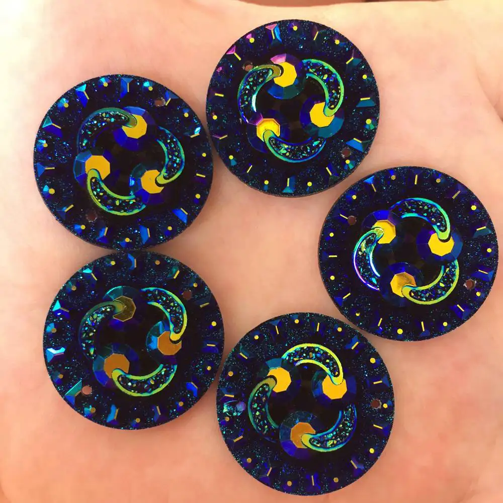 Новые 6 шт AB смолы 25 мм круглый 3d веревка Flatback горный хрусталь свадьба 2 отверстия