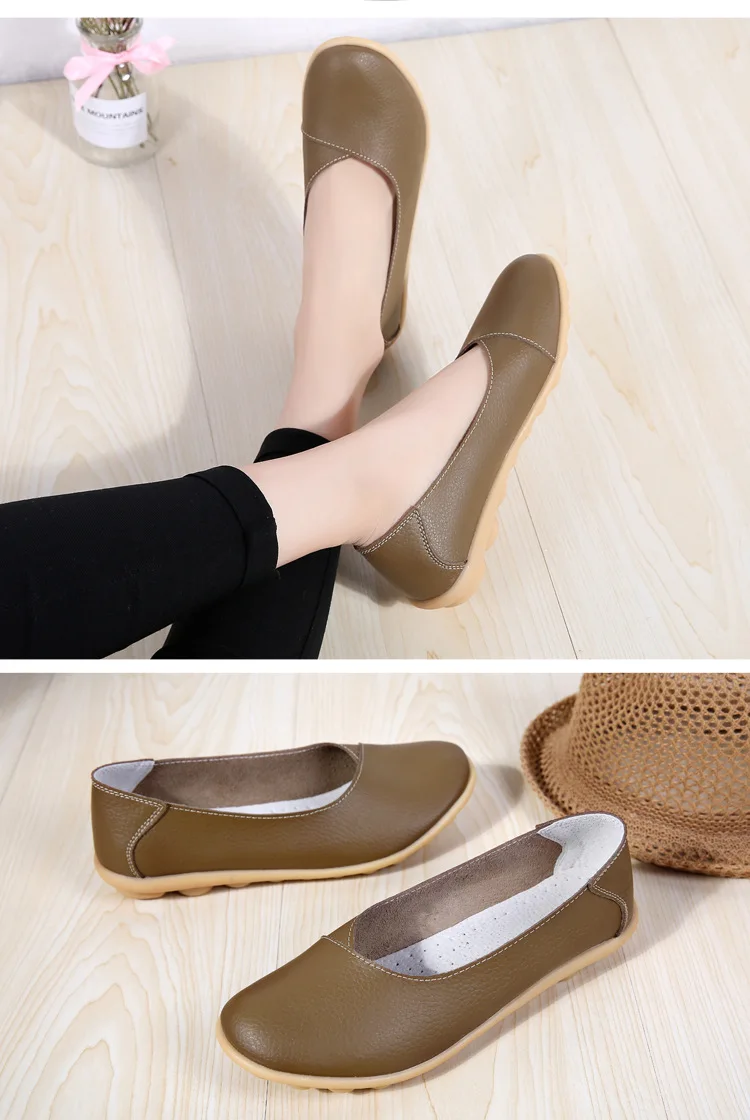 Plus size 11/12 ladies slip on loafers shoes woman trendy summer female flats white genuine leather shoes